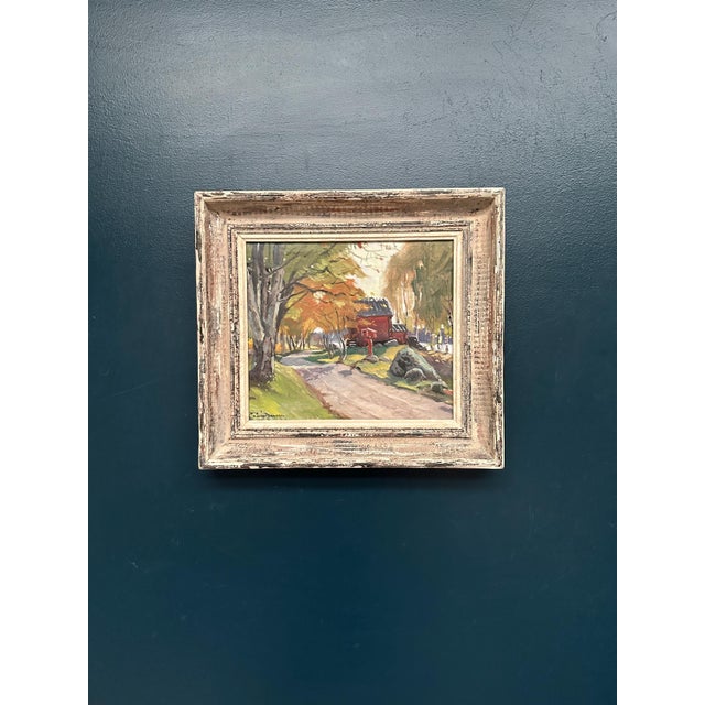 Karl Gustaf Strandberg, Road to Red Huts, 1950s, Oil Painting on Canvas, Framed For Sale - Image 8 of 12