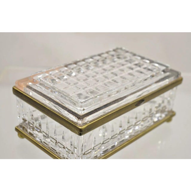 Early 20th Century Early 20th Century Antique French Crystal Lead Glass Bronze Mounted Vanity Jewelry Box Casket For Sale - Image 5 of 12
