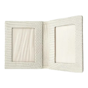 Vintage Asprey London Beige Ecru Leather Folding Bifold 2 Photo Travel Frame