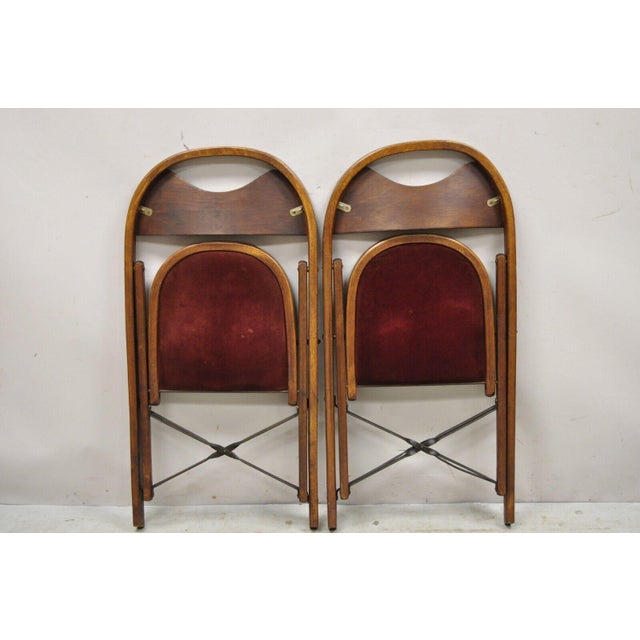 Vintage Art Deco Wooden Theatre Folding Chairs by General Sales Co