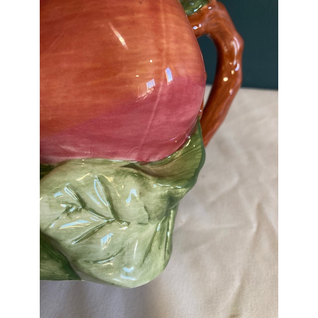 Red Mid 20th Century Majolica Apple Ceramic Creamer Pitcher For Sale - Image 8 of 9
