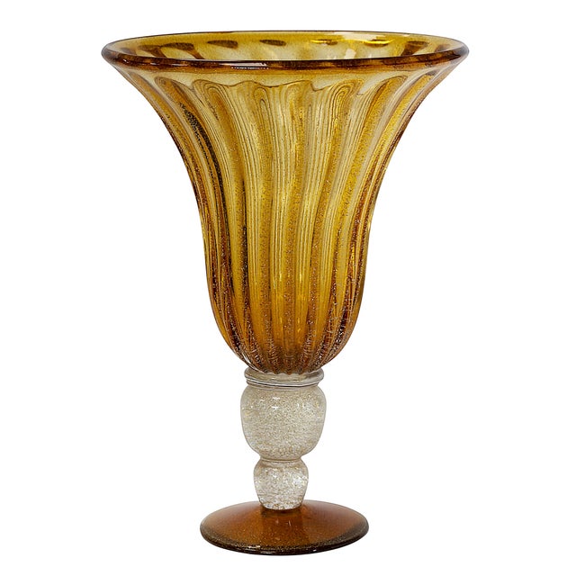 Italian Handmade Amber Murano Glass Vase, 2000 For Sale - Image 7 of 7