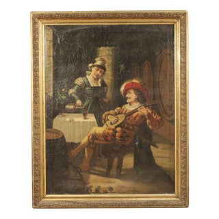 Italian Artist, Interior Scene, 1920, Oil on Canvas, Framed For Sale