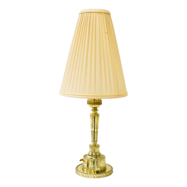 Art Deco Table Lamp with Fabric Shade, Vienna, 1920s For Sale