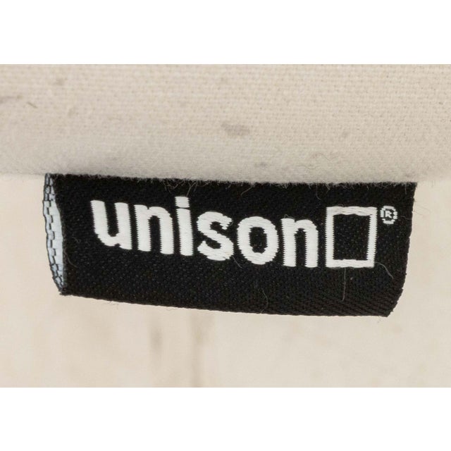 Late 20th Century Pair of Unison Black Marble Upholstered Cube Ottomans For Sale - Image 5 of 7