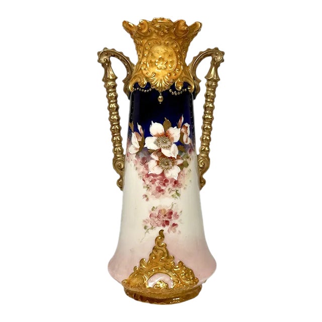 Victoria Porcelain Factory Carlsbad Floral Vase c.1891-1918 For Sale