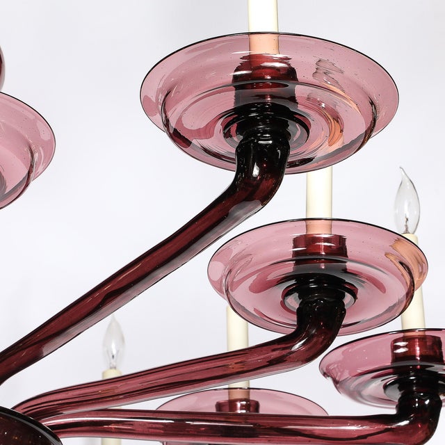 Modernist Hand-Blown Classical Amethyst Murano Glass Chandelier by Lorin Marsh For Sale - Image 18 of 18