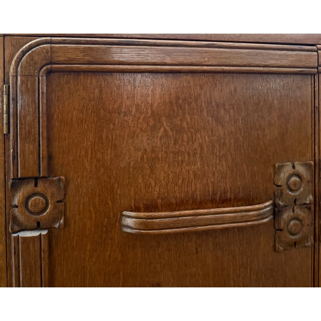 Wood 1930 English Oak Art Deco Cabinet For Sale - Image 7 of 12