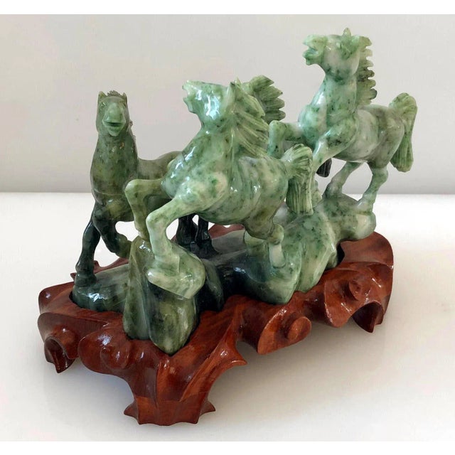 Antique Chinese Hand Carved Jadeite Sculpture of a Wild Horse with