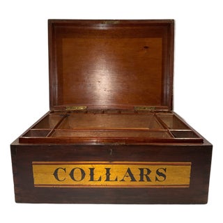 19th Century Gentleman's Retail Display or Dresser Box Marked "Collars" For Sale