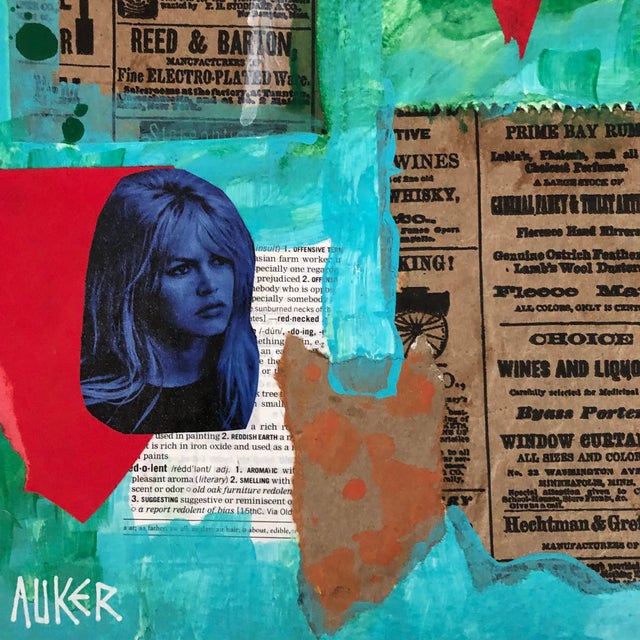 Mixed media composition by Auker. Dedicated to Brigitte Bardot. COA included.
