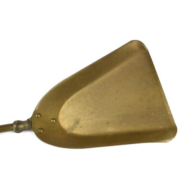 Early 20th Century English Heavy Solid Brass Fireside Companion Fireplace Tools & Stand For Sale - Image 11 of 13