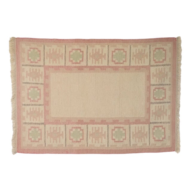 Pale Cream and Pink Kilim, 1960s For Sale