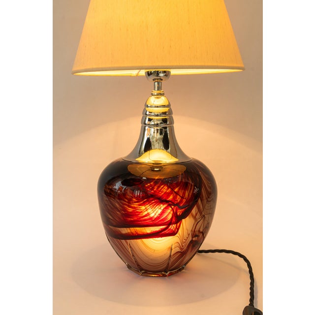 Murano Table Lamp with Fabric Shade, Italy, 1920s For Sale - Image 18 of 18