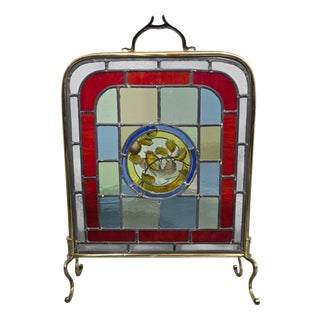 Antique Brass Fire Screen, 1880 For Sale