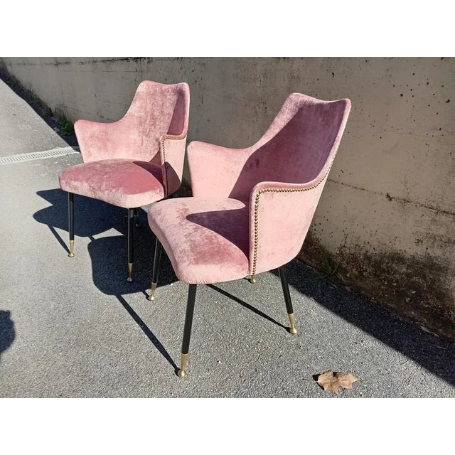 Set of Pink Armchairs, 1950s For Sale - Image 4 of 5