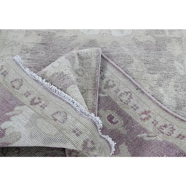 Mid-Century Modern Handwoven Light Pink/Green Oushak Style Area Rug 2'9" X 6'10" For Sale - Image 3 of 12