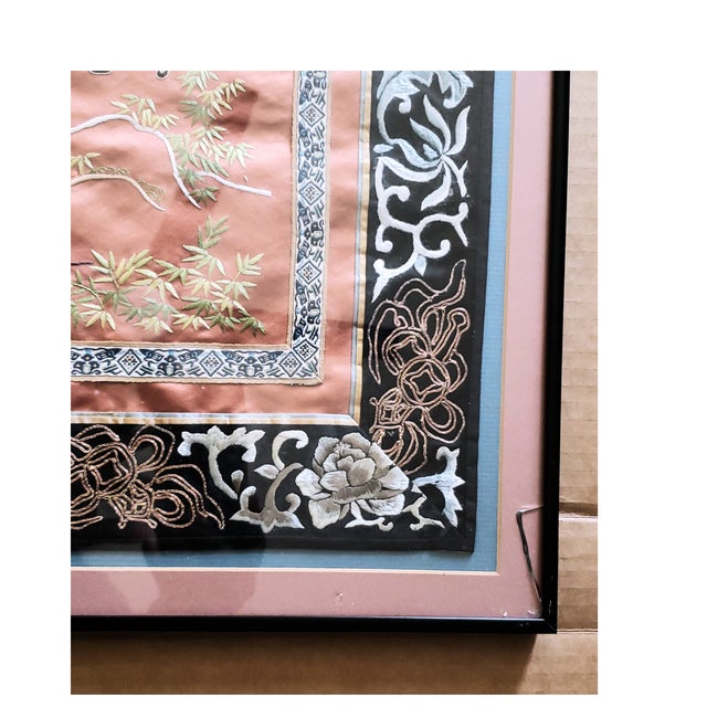 Mid-Century Chinese Silk Dragon Tapestry | Framed Chinoiserie Panel For Sale - Image 12 of 12