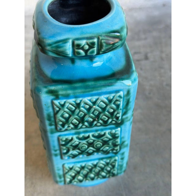 Ceramic Vase With Relief Geometric Pattern West Germany Mid-Century Modern 1970s For Sale - Image 10 of 10