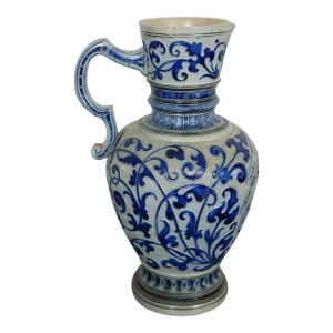 Late 19th Century Antique German Westerwald Reinhold Merkelbach Salt Glaze Pitcher Jug