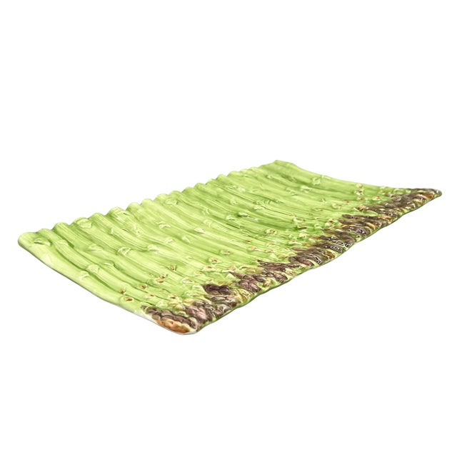 Bordallo Pinheiro Vintage Asparagus Ceramic Serving Platter / Tray – Majolica Style / Country French For Sale - Image 4 of 15