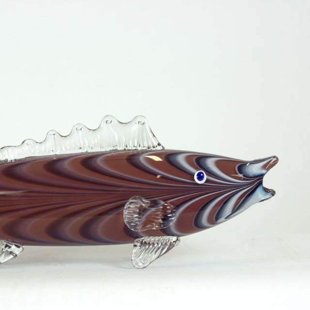 Large Hand Blown Art Glass Fish, Former Czechoslovakia, 1960s For Sale - Image 8 of 9