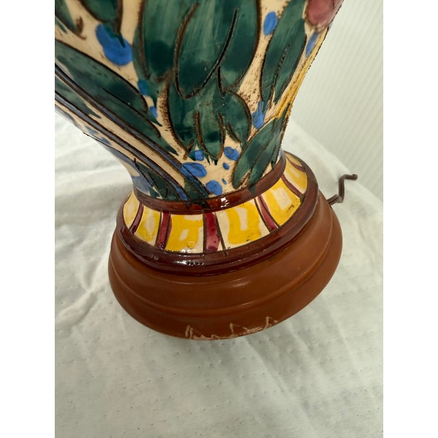 Ceramic Majolica Sgrafitto Table Lamp, Italian For Sale - Image 7 of 12