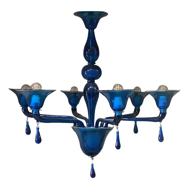 Murano Style Glass Chandelier by Simong For Sale