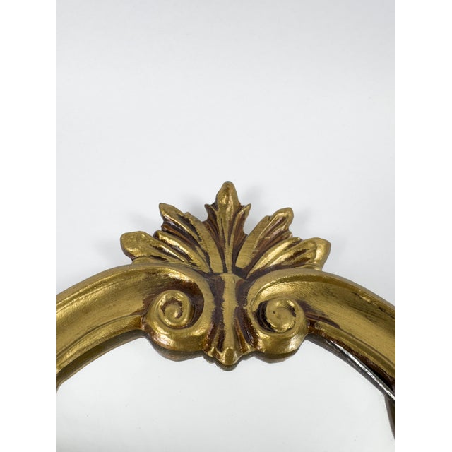Rococo Vintage Rococo Baroque Style Gilt Metal Wall Mirror With Ornate Frame For Sale - Image 3 of 17