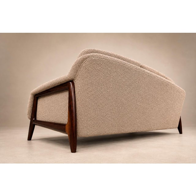 1960s Brazilian Modern Stella Three-Seat Sofa in Rosewood & Bouclé by Sergio Rodrigues, Brazil For Sale - Image 11 of 18