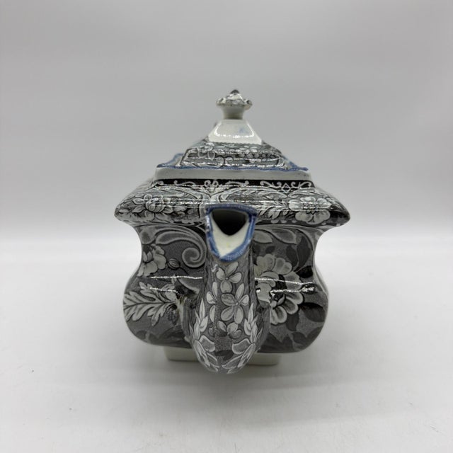 Early 19th Century Antique Salopian-Type Black Transferware Teapot, Staffordshire, Circa 1820s For Sale - Image 5 of 18