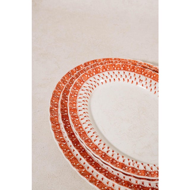 Late 19th Century Spode ‘Old Crow’ Orange/Coral Dishes C. 1890 - 40 pcs For Sale - Image 5 of 12