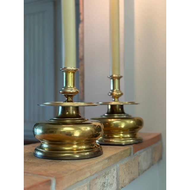 Black 1980s Chapman Tall Buffet Cast Brass Table Lamps With Original Black Shades - a Pair For Sale - Image 8 of 17