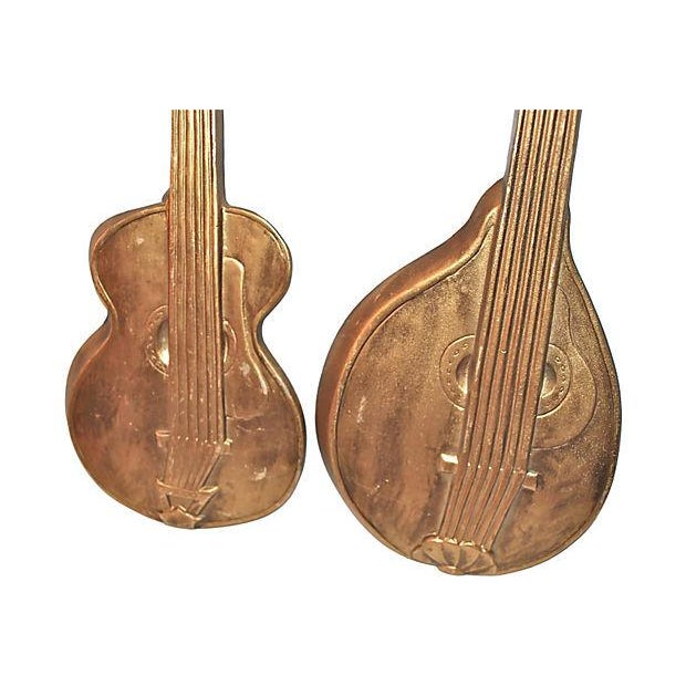 Guitar and Mandolin Brass Wall Art, 1960s Chairish