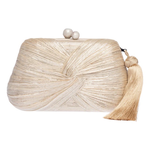 Rafe Rosie Draped Clutch in Natural For Sale