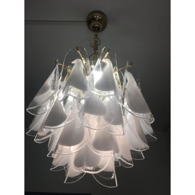 Italian White Murano Glass Sputnik Metal Frame Chandelier For Sale - Image 10 of 13