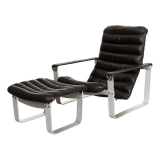 Set of Mid-Century Pulkka Lounge Chair and Ottoman by Ilmari Lappalainen for Asko, 1968 For Sale