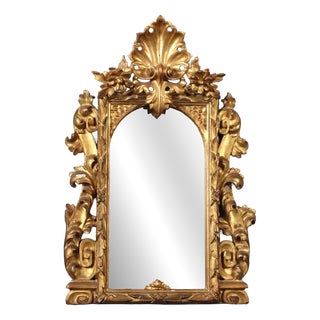Baroque Mirror in Carved and Gilded Wood For Sale