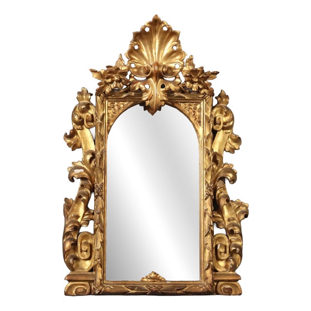 Baroque Mirror in Carved and Gilded Wood For Sale