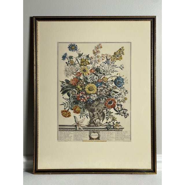 Late 20th Century Framed Prints, 12 Months of Flowers by Robert Furber Orig. 1730 - Set of Four For Sale In Philadelphia - Image 6 of 18