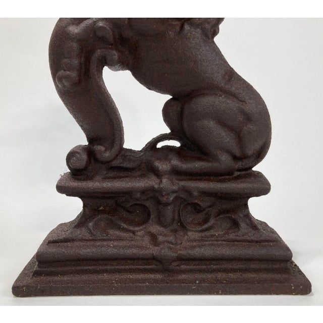 Substantial Vintage Cast Iron Lion Doorstop For Sale - Image 4 of 5
