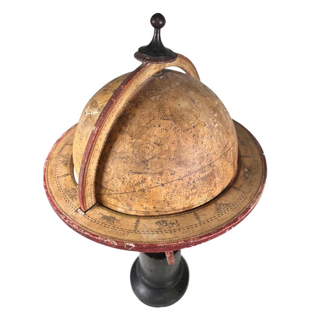This antique terrestrial table globe is a French example attributed to the celebrated cartographer Félix Delamarche, whose...