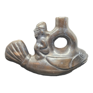 Vintage Chim-Inca Style Blackware Man of Fish.