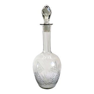English Edwardian Cut Crystal Glass Decanter For Sale