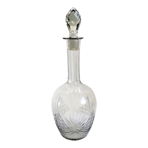 English Edwardian Cut Crystal Glass Decanter