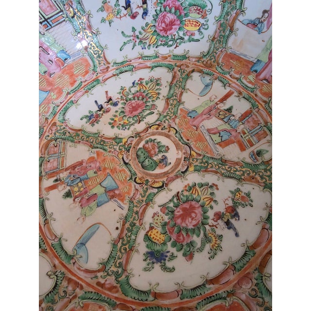 Large Antique Rose Medallion Punch Bowl For Sale - Image 9 of 16