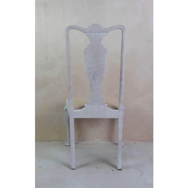 White Antique English Chippendale Style Dining Chairs in Limed Oak, 1880, Set of 4 For Sale - Image 8 of 12