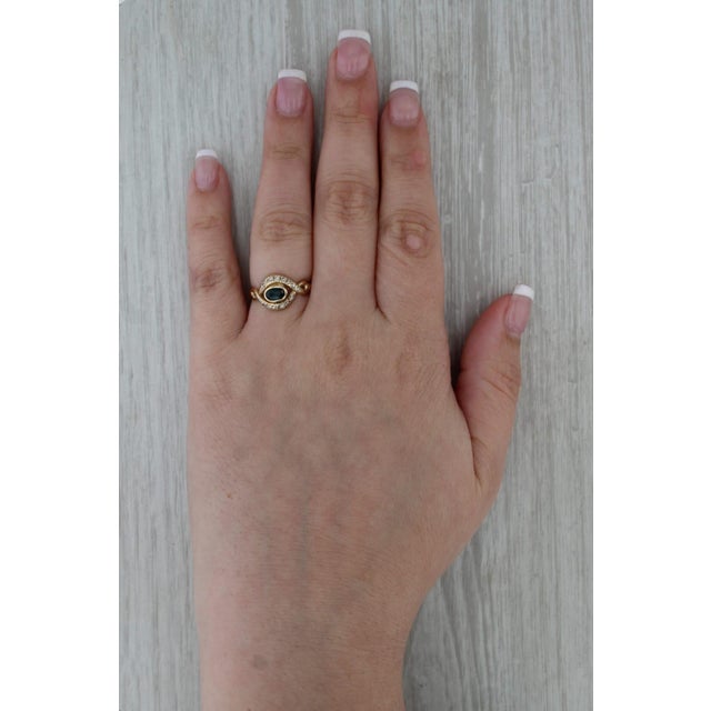 0.65ctw Blue Sapphire Diamond Ring 14k Yellow Gold Size 6.5 For Sale - Image 4 of 8