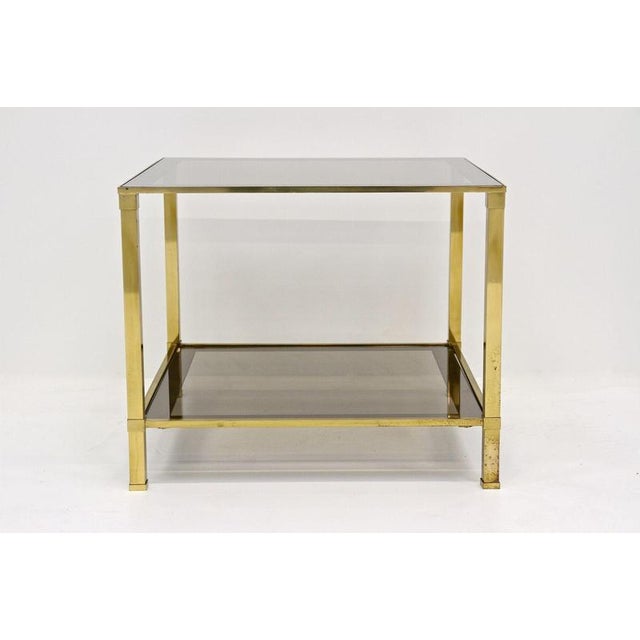 Gold Late Mid-Century Regency Brass Side Table in Smoked Glass, Italy, 1970 For Sale - Image 8 of 18