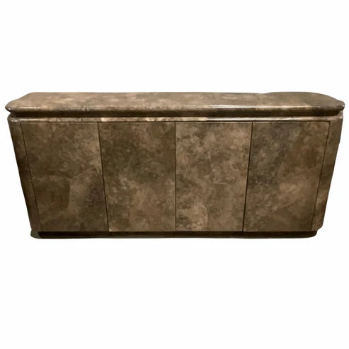 1980s Lacquered Paper Parchment Credenza For Sale - Image 9 of 10